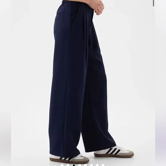 NWT 6 Petite GAP Easy Wide Leg Pants Trouser Women Navy Blue - Picture 2 of 11